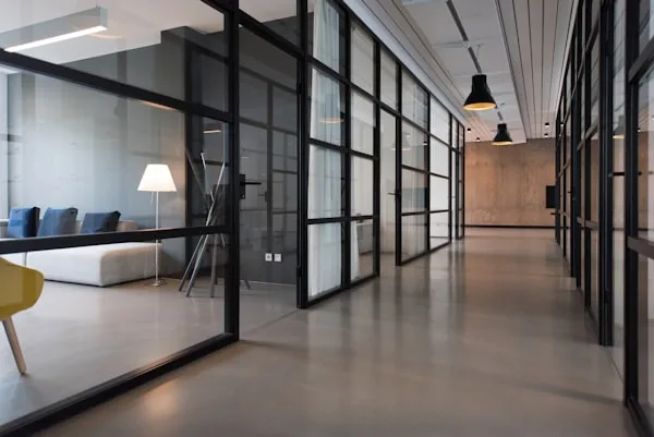 Commercial office moving service — desks and equipment being relocated